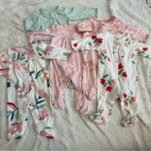 Carter’s Baby Girl Pajama Bundle Size 3m Set Of 5